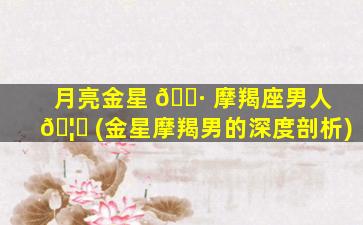 月亮金星 🌷 摩羯座男人 🦁 (金星摩羯男的深度剖析)